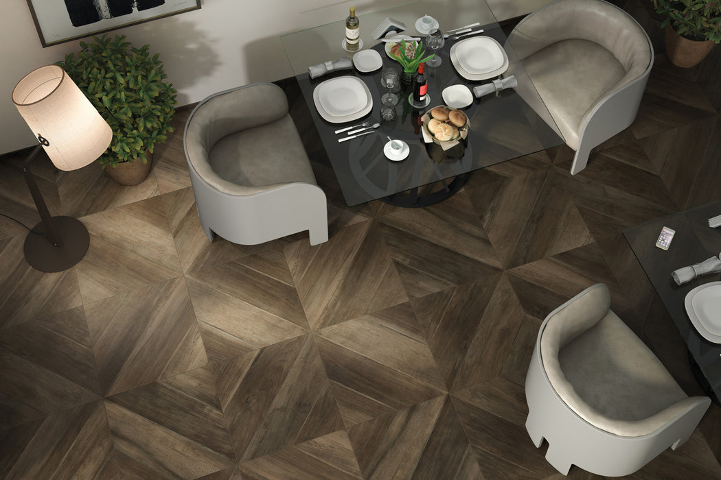 Bedrosians - Antique 24 in. x 24 in. Wood Look Matte Porcelain Tile - Wenge Installed 2