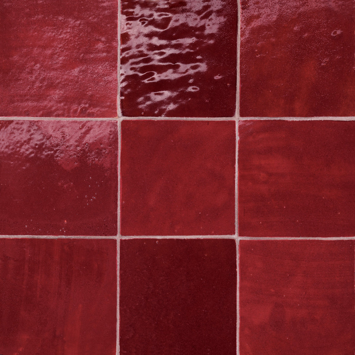 Bedrosians - Zagora - 4&quot; x 4&quot; Glossy Zellige Field Tile - Rouge