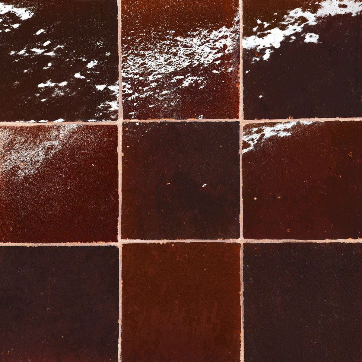 Bedrosians - Zagora - 4&quot; x 4&quot; Glossy Zellige Field Tile - Maroon