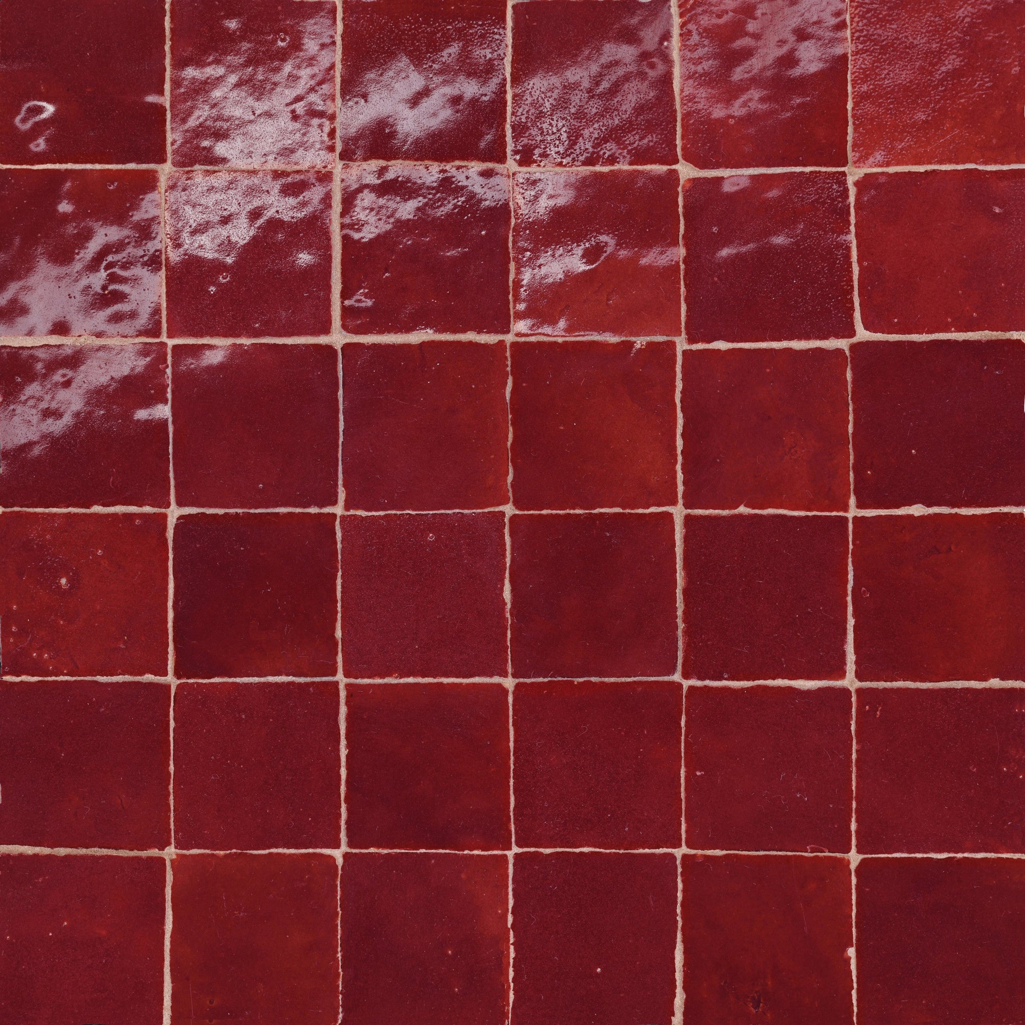 Bedrosians - Zagora - 2" x 2" Glossy Zellige Mosaic - Rouge