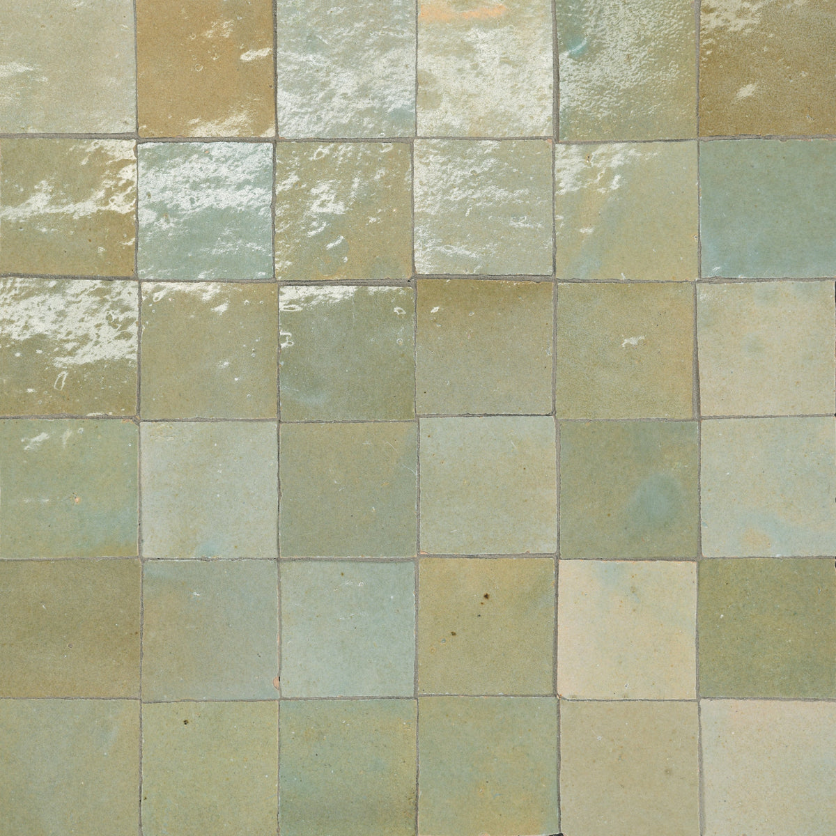 Bedrosians - Zagora - 2&quot; x 2&quot; Glossy Zellige Mosaic - Vert Gris