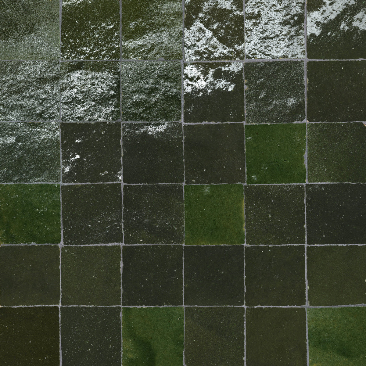 Bedrosians - Zagora - 2&quot; x 2&quot; Glossy Zellige Mosaic - Vert Mousse