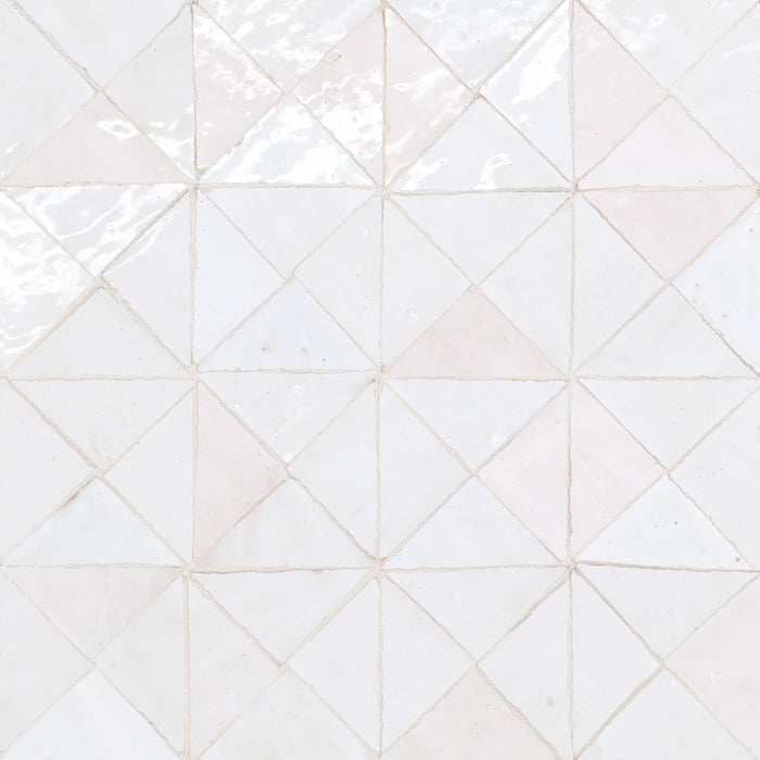 Bedrosians - Zagora - 12" x 12" Glossy Zellige Triangle Mosaic - Neige Blanc