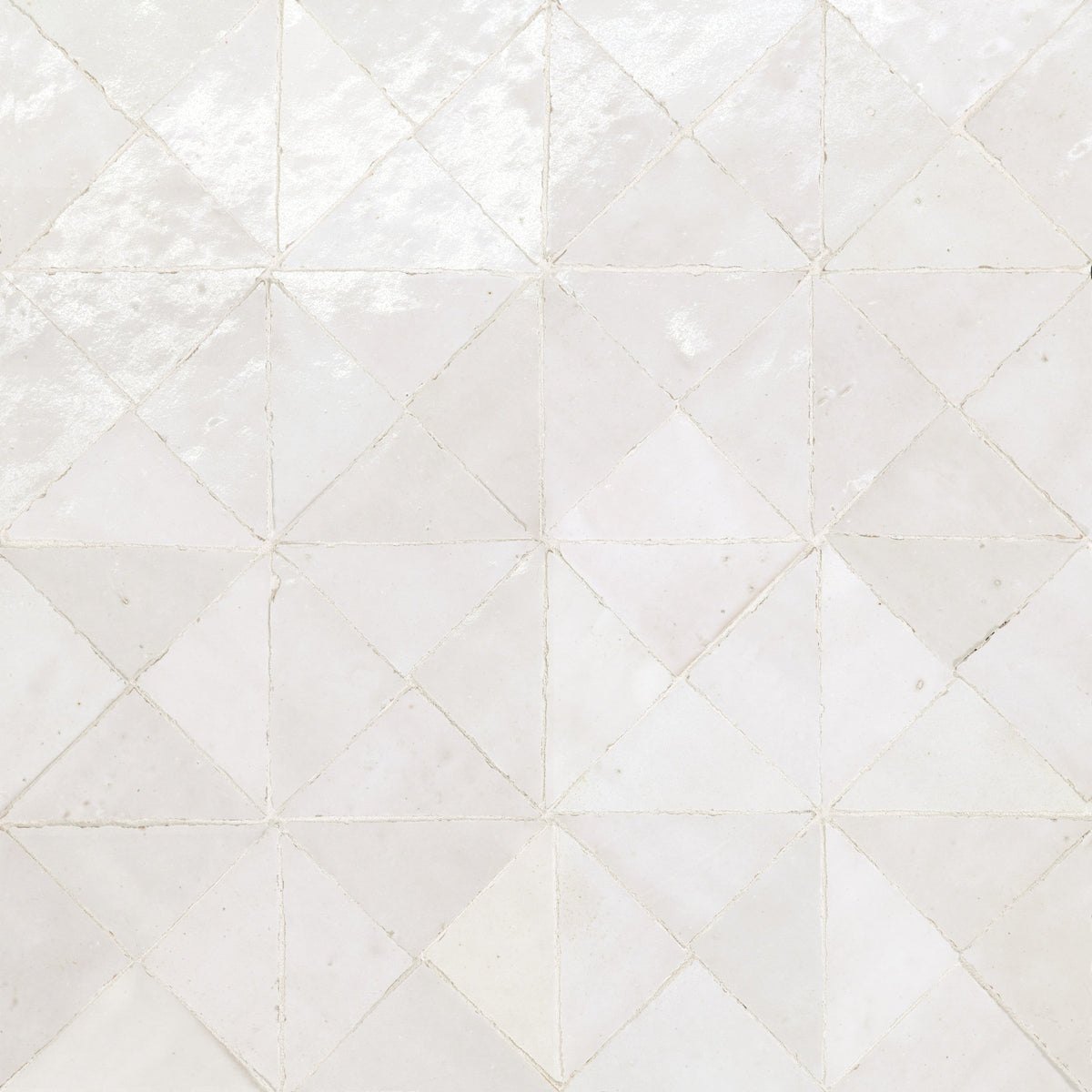 Bedrosians - Zagora - 12&quot; x 12&quot; Glossy Zellige Triangle Mosaic - Blanc