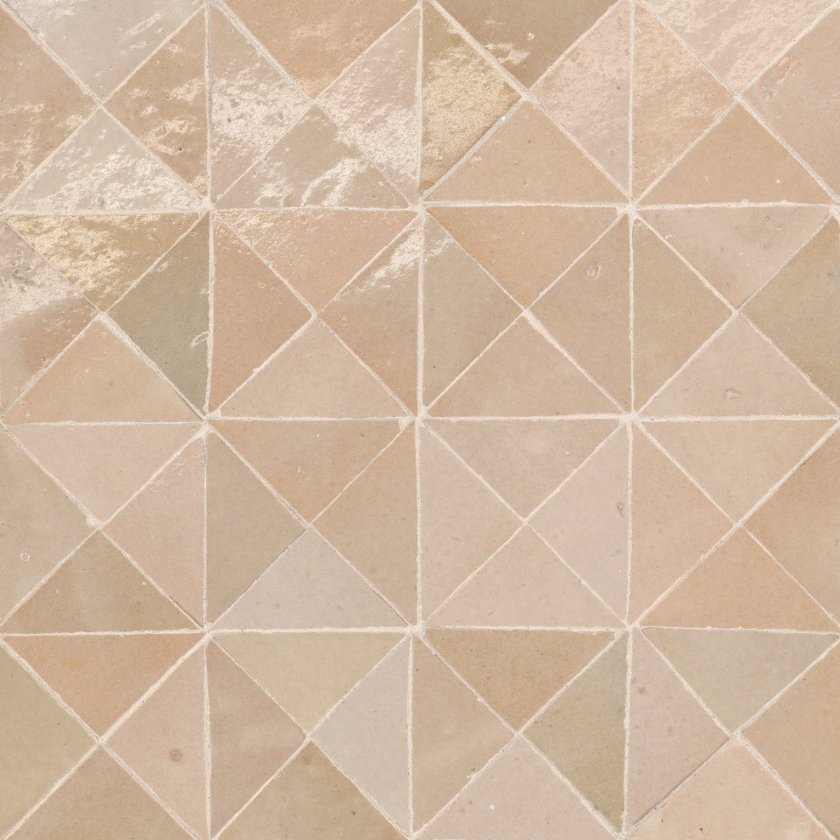 Bedrosians - Zagora - 12&quot; x 12&quot; Glossy Zellige Triangle Mosaic - Ivoire