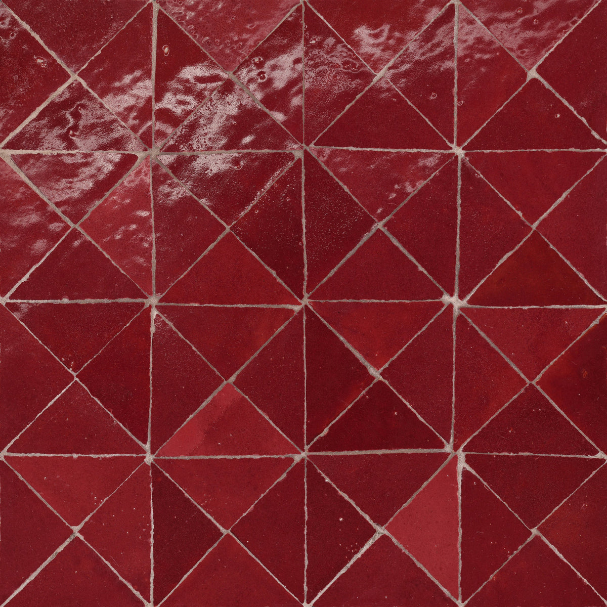 Bedrosians - Zagora - 12&quot; x 12&quot; Glossy Zellige Triangle Mosaic - Rouge