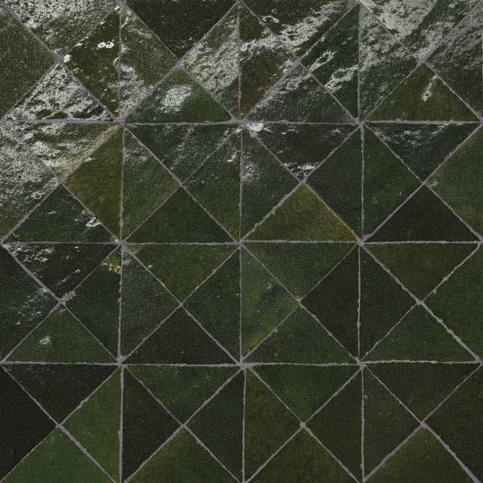 Bedrosians - Zagora - 12" x 12" Glossy Zellige Triangle Mosaic - Vert Mousse
