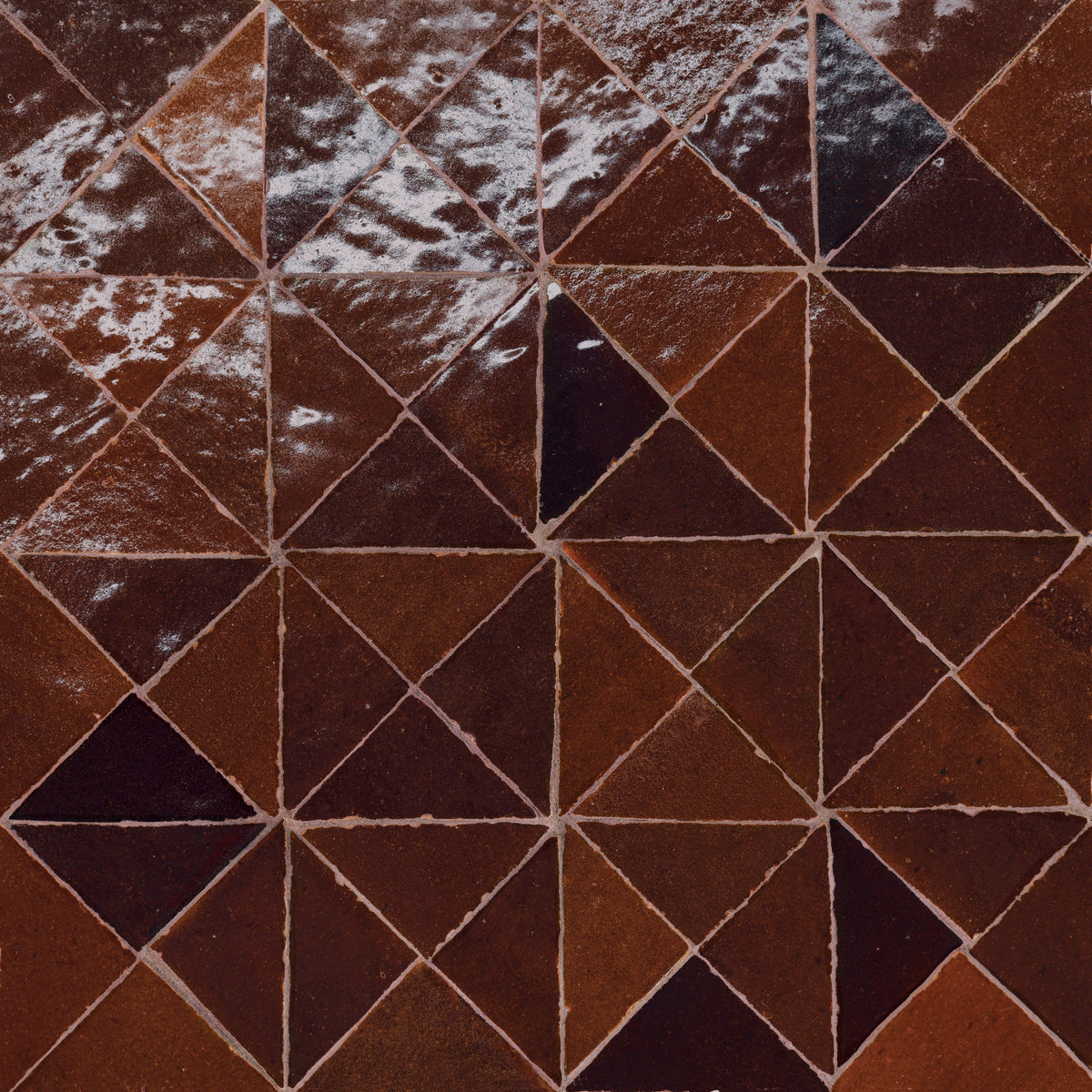 Bedrosians - Zagora - 12&quot; x 12&quot; Glossy Zellige Triangle Mosaic - Maroon