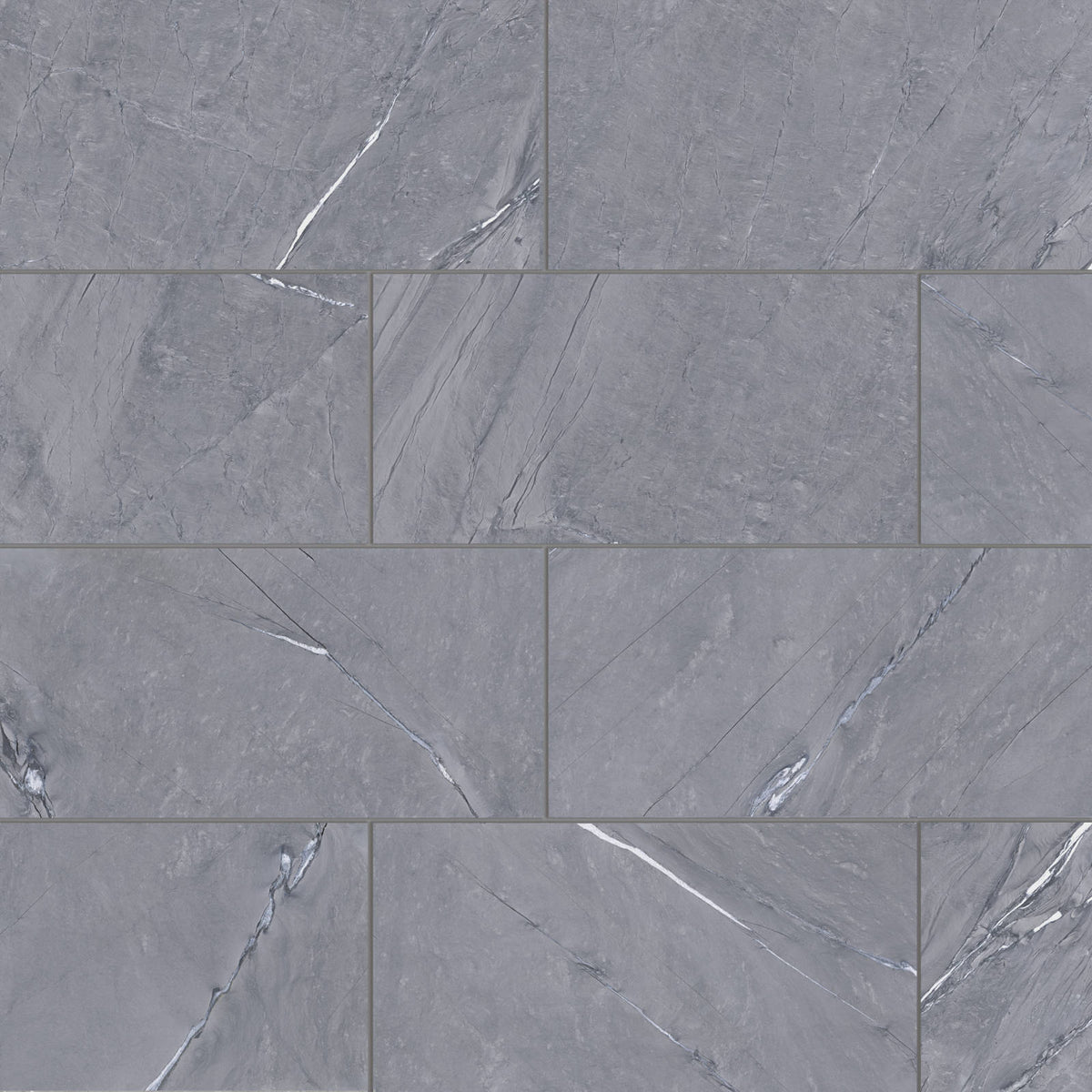 Bedrosians - Prati 12&quot; x 24&quot; Honed Porcelain Field Tile - Breccia Grey