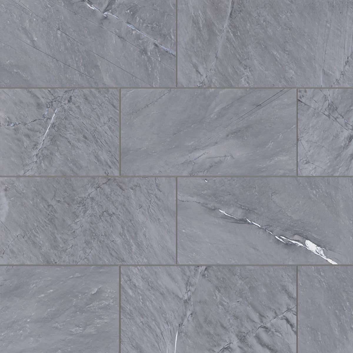 Bedrosians - Prati 12&quot; x 24&quot; Polished Porcelain Field Tile - Breccia Grey