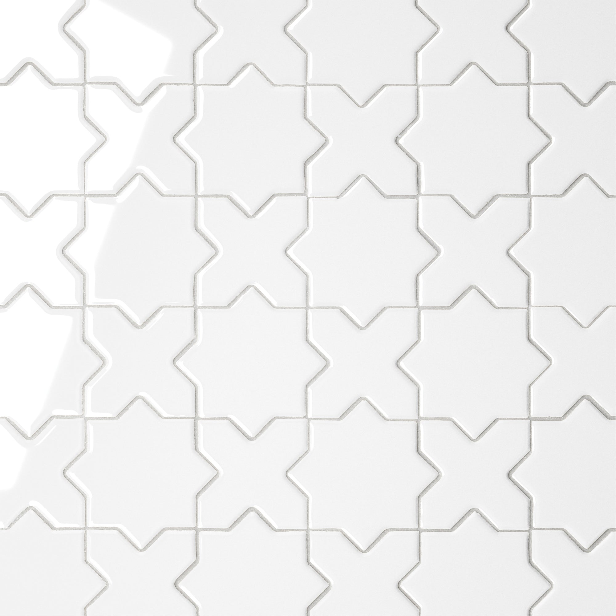 Bedrosians - Le Cafe 2" x 2" Cross and Star Glossy Porcelain Mosaic - White