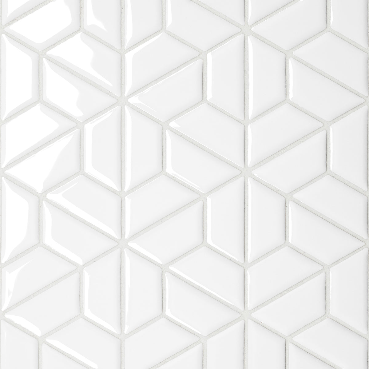 Bedrosians - Le Cafe 1&quot; x 2&quot; Half Hexagon Glossy Porcelain Mosaic - White