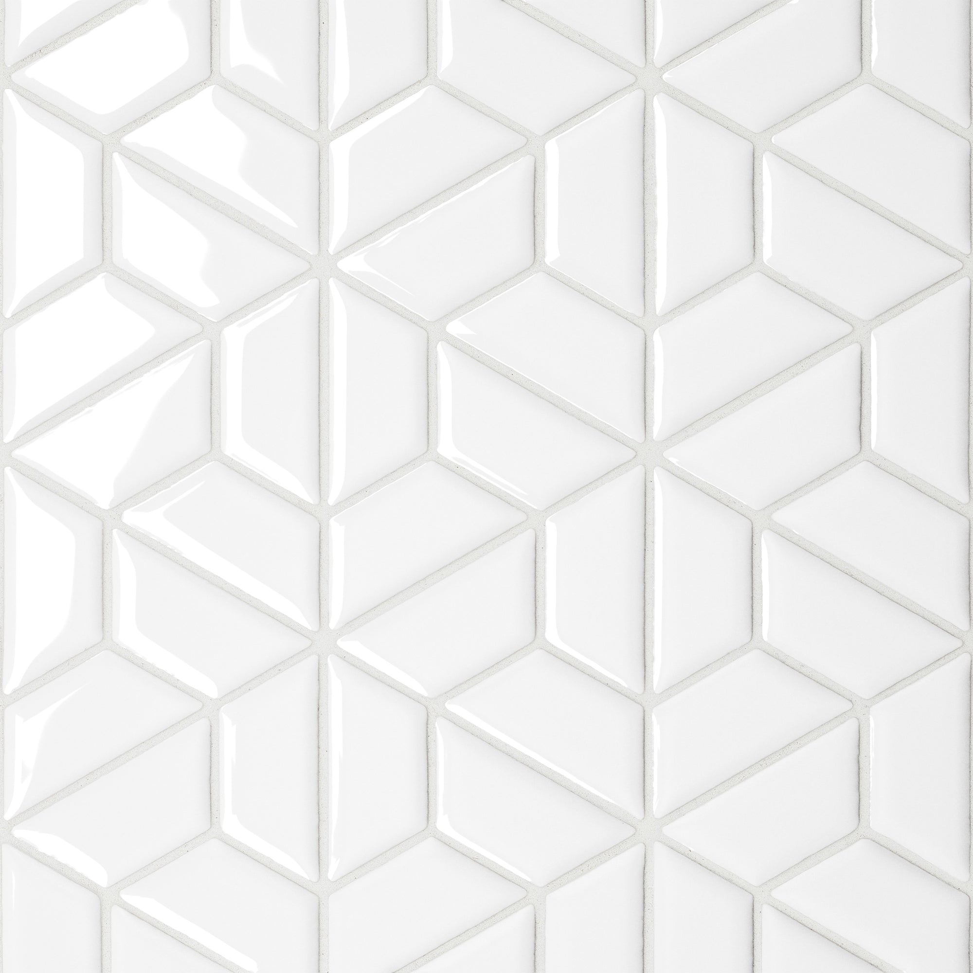 Bedrosians - Le Cafe 1" x 2" Half Hexagon Glossy Porcelain Mosaic - White