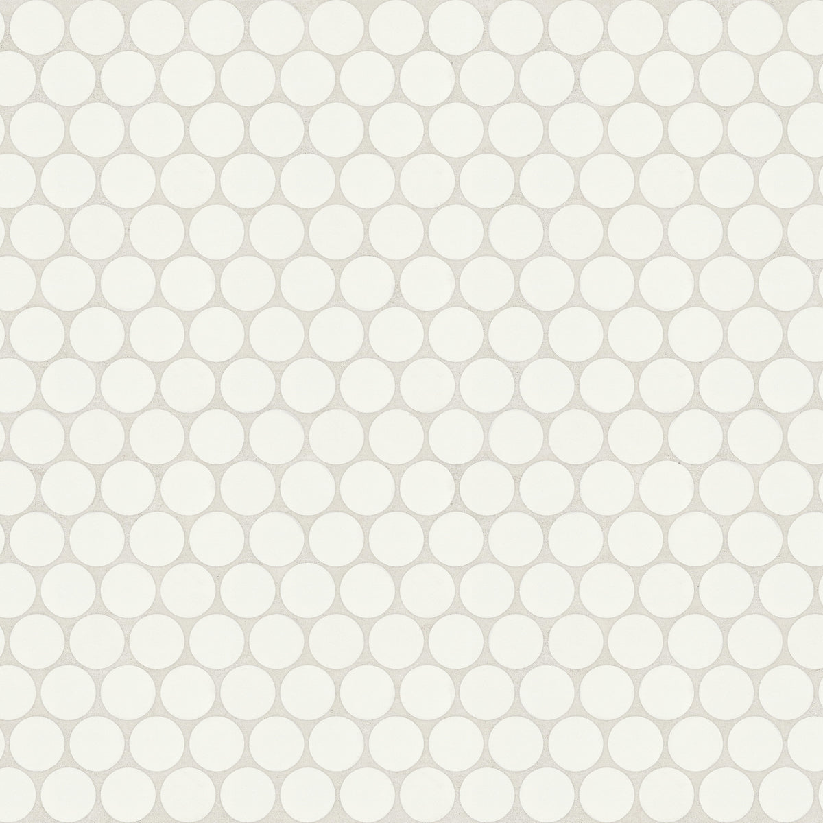 Bedrosians Tile &amp; Stone - Marin - 3/4&quot; Porcelain Penny Round Mosaic - Pearl White Matte