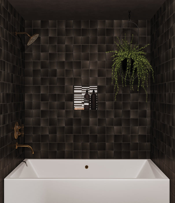 Bedrosians - Kaikos - 4" x 4" Matte Glass Field Tile - Brown wall installation