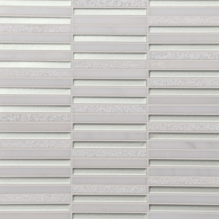 Bedrosians - Kaikos - 12" x 12" Glass and Stone Rectangle Mosaic - Pearl and Oriental White