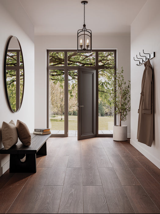 Bedrosians - Timberline - 10 in. x 72 in. Honed Porcelain Wood-Look Tile - Mahogany Installed