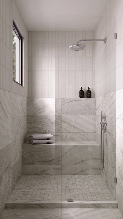 Bedrosians - Gemma 2" x 2" Honed Porcelain Mosaic Tile - Grey Onyx Installed