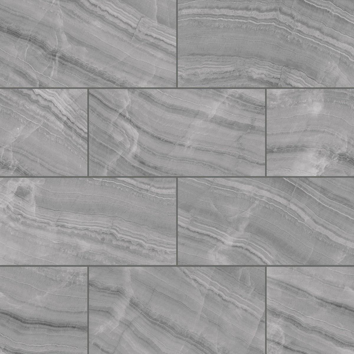 Bedrosians - Gemma 12&quot; x 24&quot; Honed Porcelain Field Tile - Grey Onyx