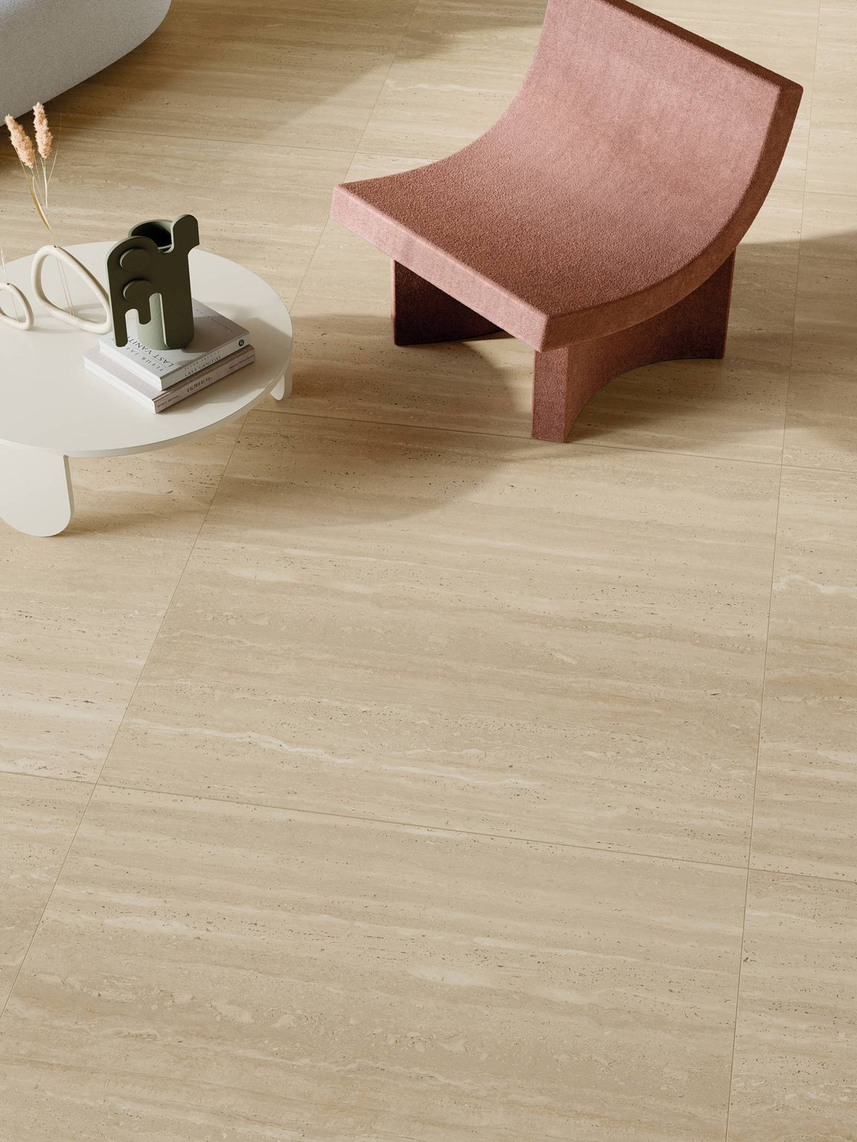 Bedrosians - Sensi Roma 48&quot; x 48&quot; Satin Porcelain Field Tile - Cream Installed