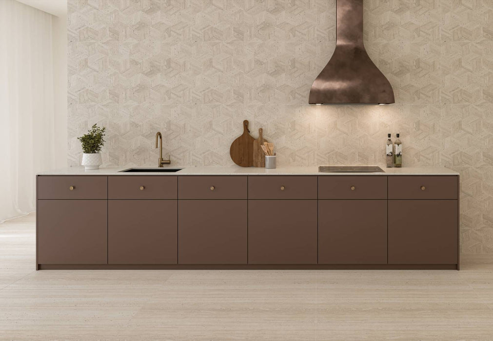 Bedrosians - Sensi Roma 24" x 48" Matte R11 Anti-Slip Porcelain Field Tile -  Ivory Installed