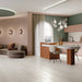 Bedrosians - Sensi Roma 24" x 48" Satin Porcelain Cube Deco Tile - White Room Scene