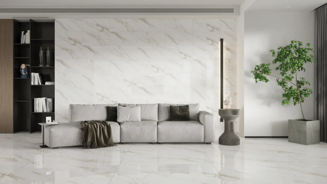 Bedrosians - Shandar 24" x 24" Matte Porcelain Field Tile - Viber Red floor installation