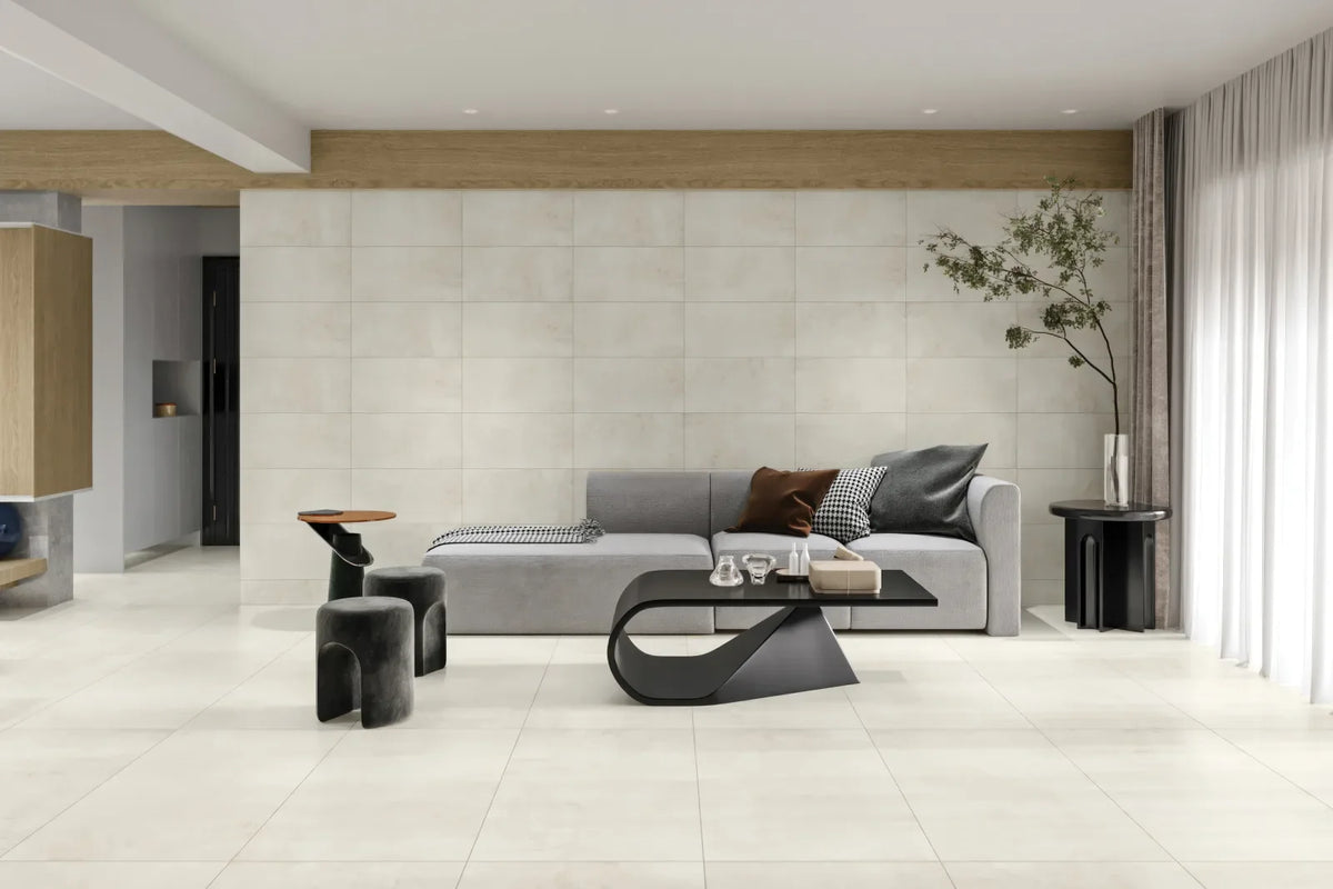 Bedrosians - Shandar 12&quot; x 24&quot; Matte Porcelain Field Tile - Social White wall installation