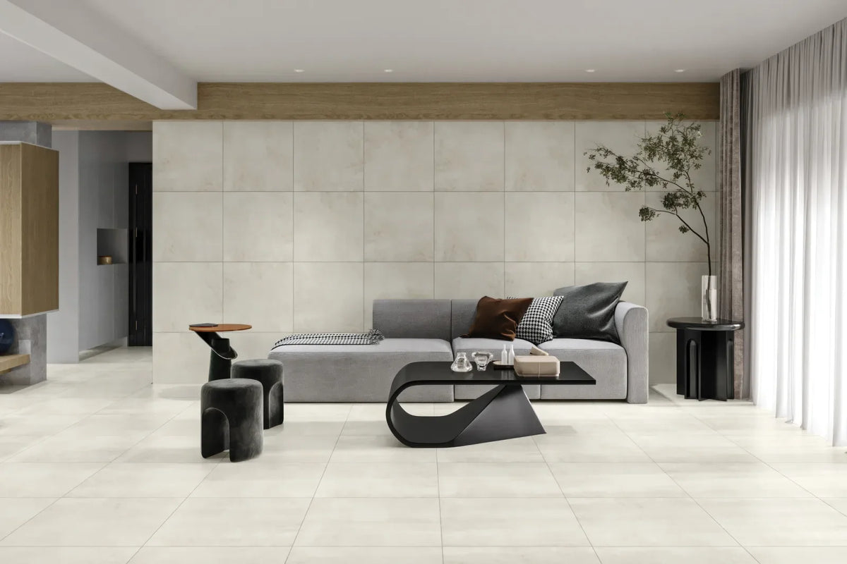 Bedrosians - Shandar 24&quot; x 24&quot; Matte Porcelain Field Tile - Social White floor and wall installation