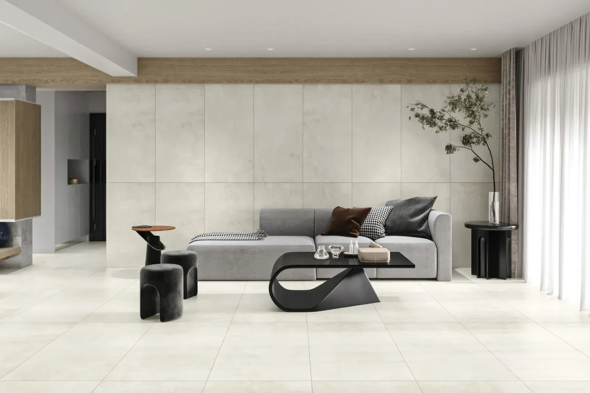 Bedrosians - Shandar 24&quot; x 48&quot; Matte Porcelain Field Tile - Social White floor and wall installation