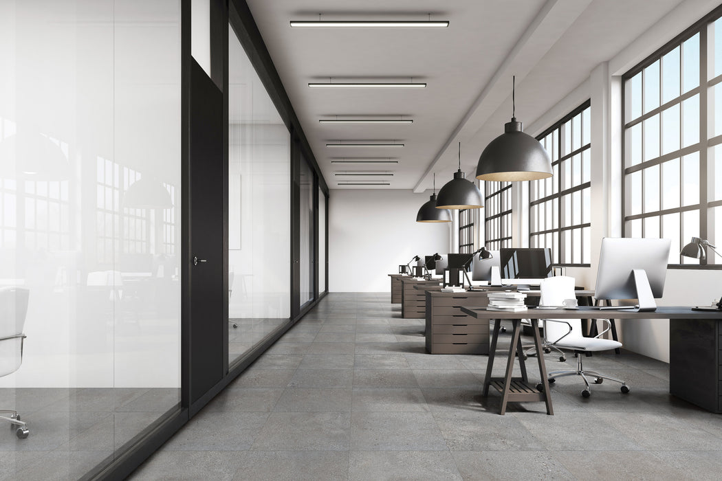 Bedrosians - Area 51 24 in. x 24 in. Matte Porcelain Field Tile - Steel installed