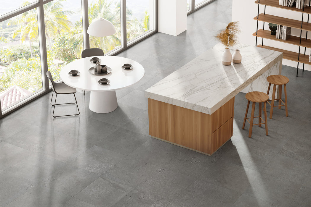 Bedrosians - Area 51 24 in. x 24 in. Matte Porcelain Field Tile - Steel installed 2