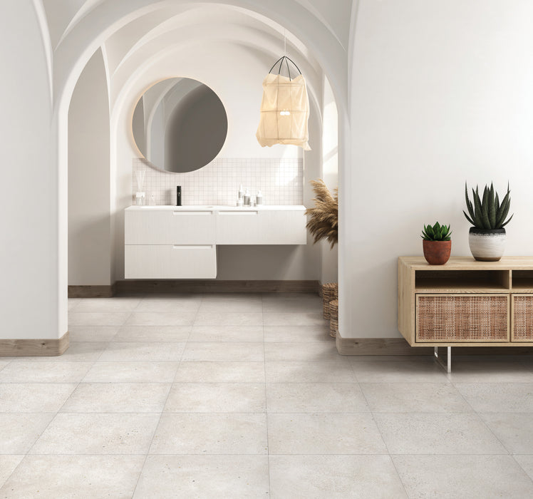 Bedrosians - Area 51 24 in. x 24 in. Matte Porcelain Field Tile - White installed