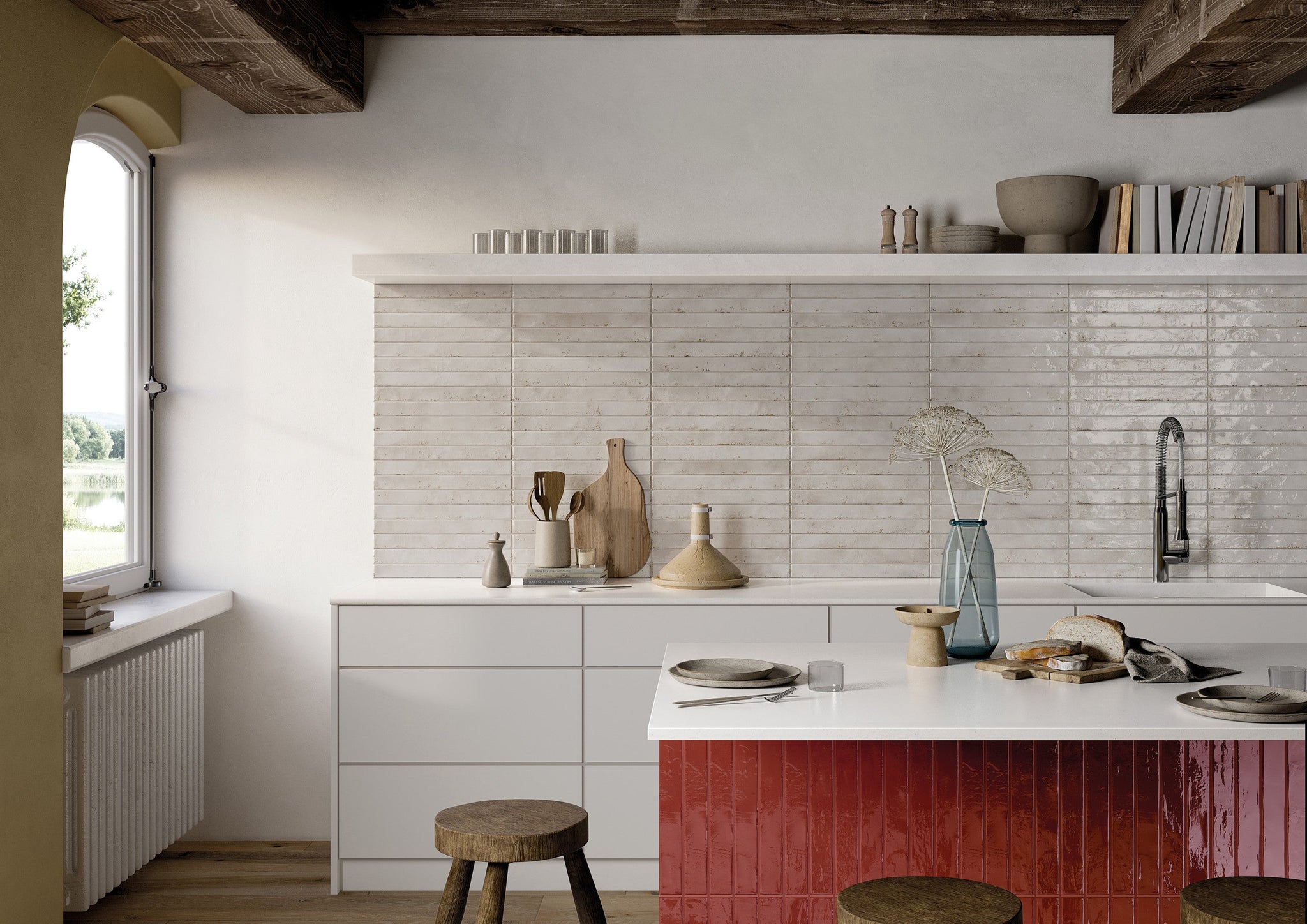 Bedrosians Chroma 2" x 18" Glossy Porcelain Field Tile Light Gre