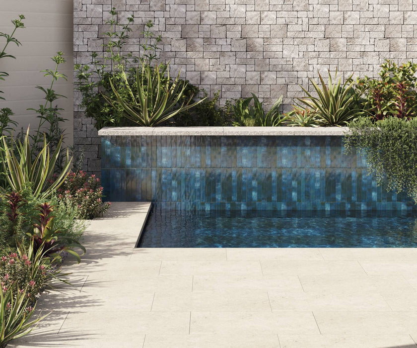 Bedrosians - Poetry Stone 24" x 36" Matte Porcelain Paver - Ivory Installed