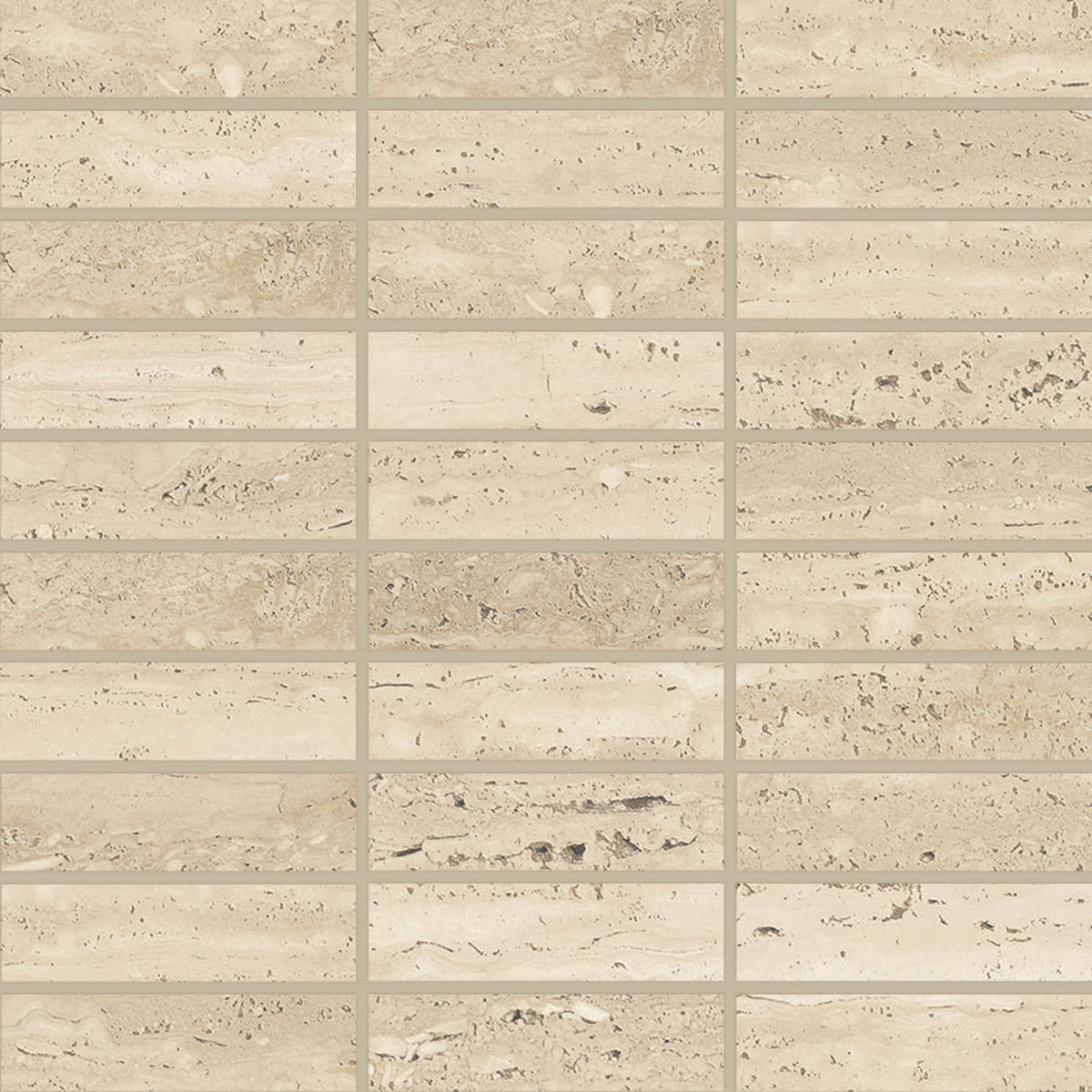 Bedrosians - Sensi Roma 1&quot; x 4&quot; Satin Porcelain Mosaic - Cream