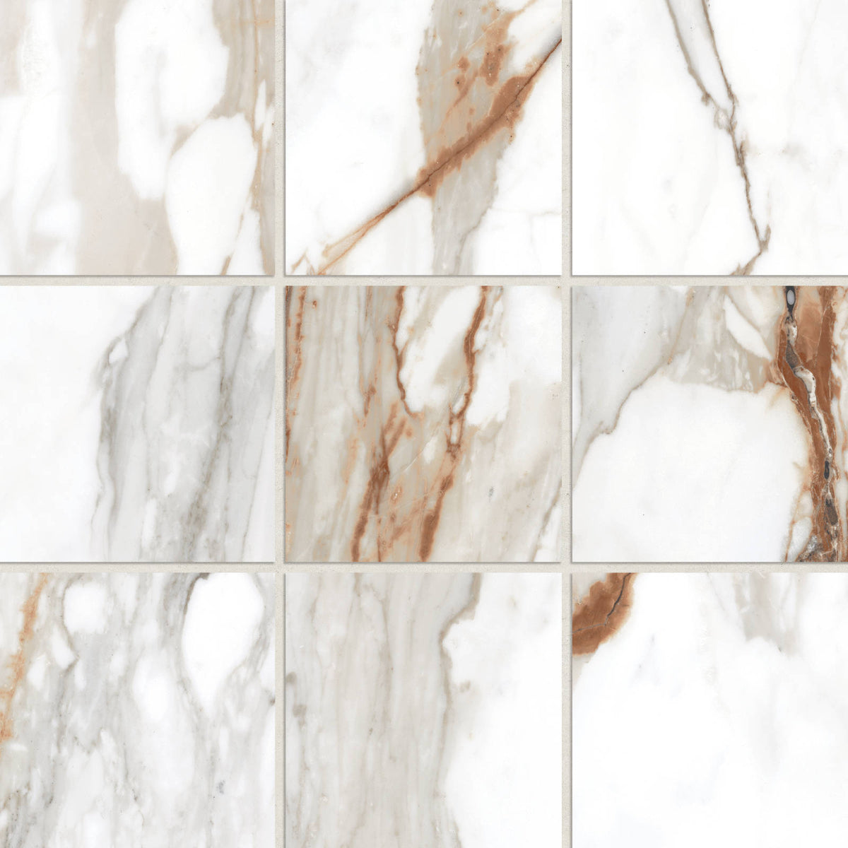 Bedrosians - Prati 4&quot; x 4&quot; Honed Porcelain Mosaic Tile - Calacatta Macchia Vecchia