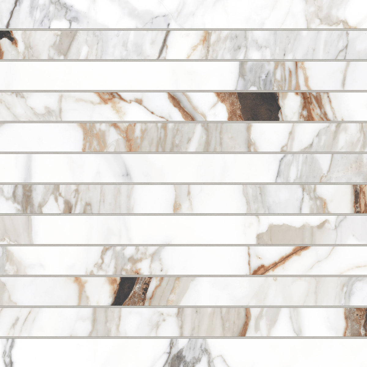 Bedrosians - Prati 1&quot; x 12&quot; Honed Porcelain Mosaic Tile - Calacatta Macchia Vecchia