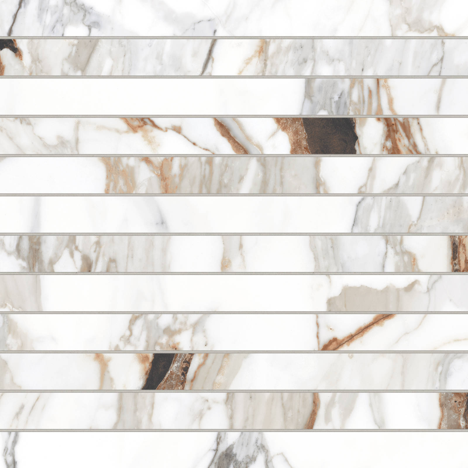 Bedrosians - Prati 1" x 12" Honed Porcelain Mosaic Tile - Calacatta Macchia Vecchia