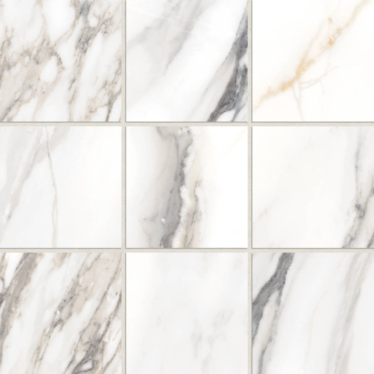 Bedrosians - Prati 4&quot; x 4&quot; Honed Porcelain Mosaic Tile - Calacatta Borghini Warm