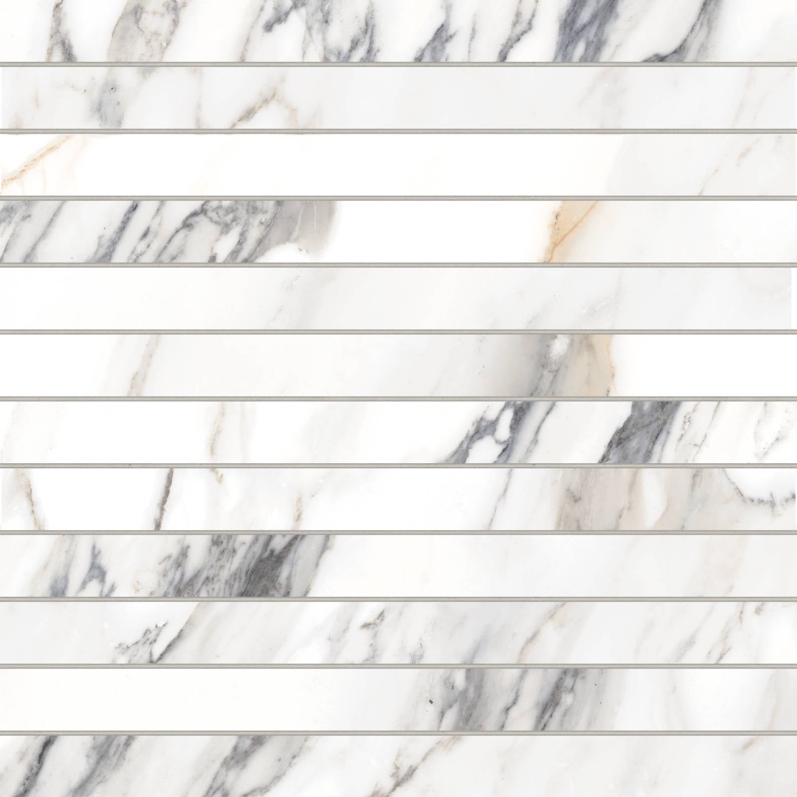 Bedrosians - Prati 1" x 12" Honed Porcelain Mosaic Tile - Calacatta Borghini Warm