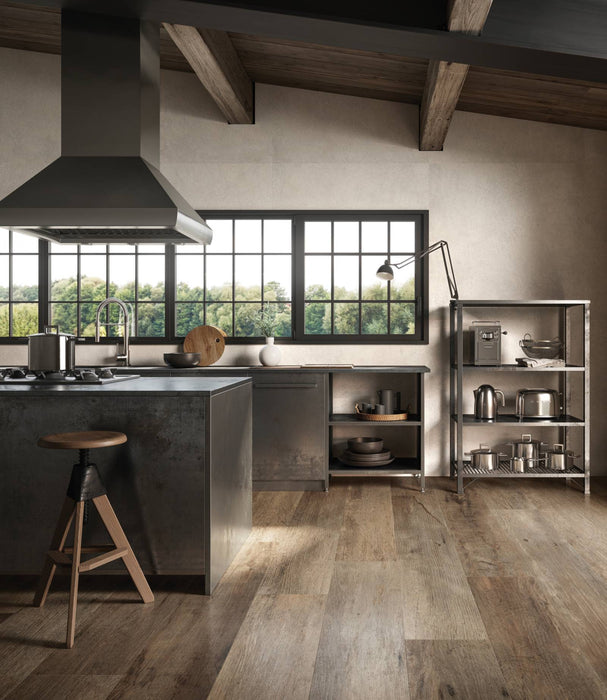 Bedrosians - Yorkwood 12" x 72" Matte Porcelain Field Tile - Brown Room Scene