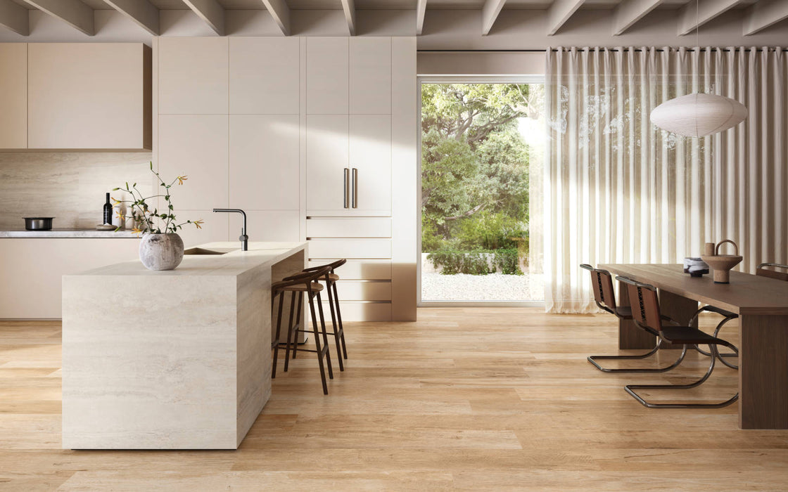 Bedrosians - Yorkwood 12" x 72" Matte Porcelain Field Tile - Natural Room Scene