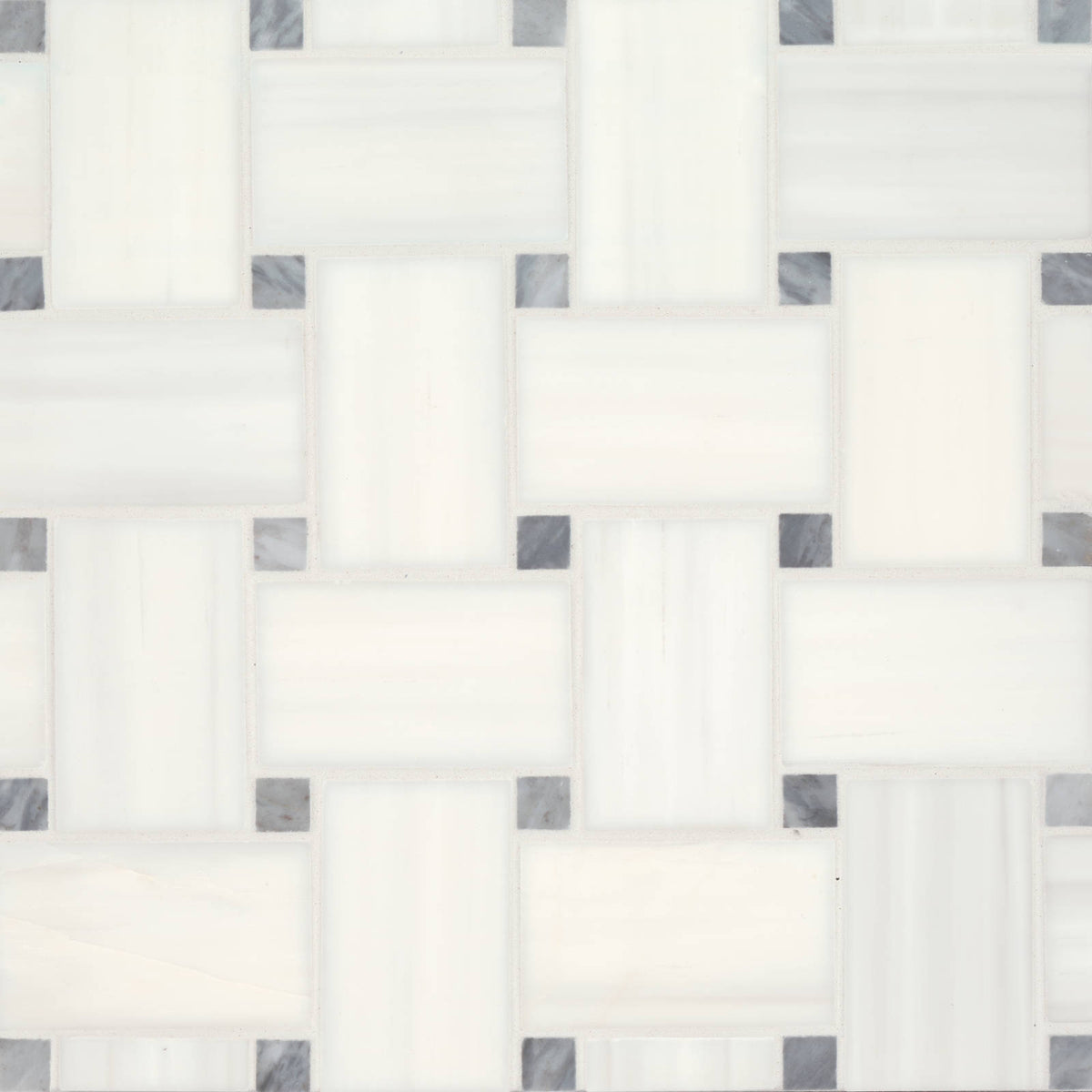 Bedrosians - Jumbo Basketweave Mosaic - Dolomite with Bardiglio Dot