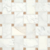 See Bedrosians - Jumbo Basketweave Mosaic - Calacatta with Jura Beige Dot