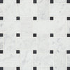 See Bedrosians - Jumbo Basketweave Mosaic - White Carrara with Absolute Black Dot