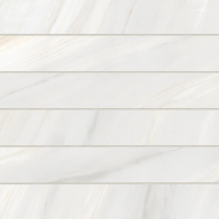 Bedrosians - Magnifica Era - 4" x 24" Glazed Porcelain Tile - Bianco Lasa Honed