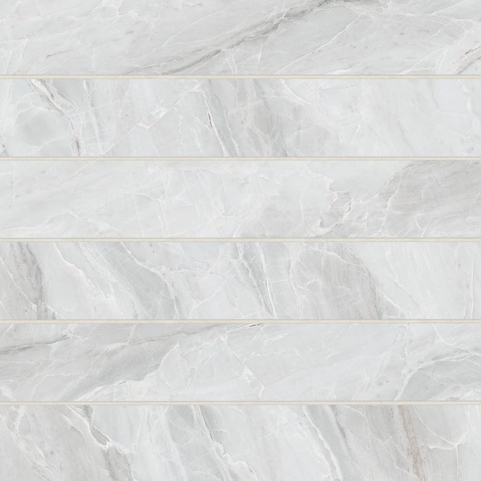 Bedrosians - Magnifica Era - 4" x 24" Glazed Porcelain Tile - Pietra Bianca Polished