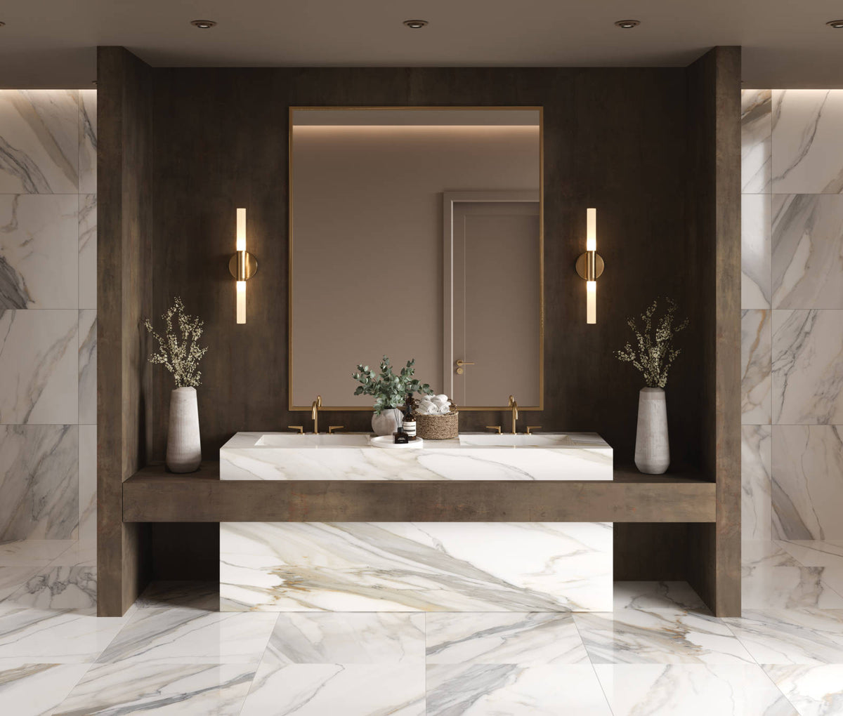 Bedrosians - Magnifica The Thirties - 30&quot; x 30&quot; Glazed Porcelain Tile - Calacatta Macchia Vecchia Honed Installed