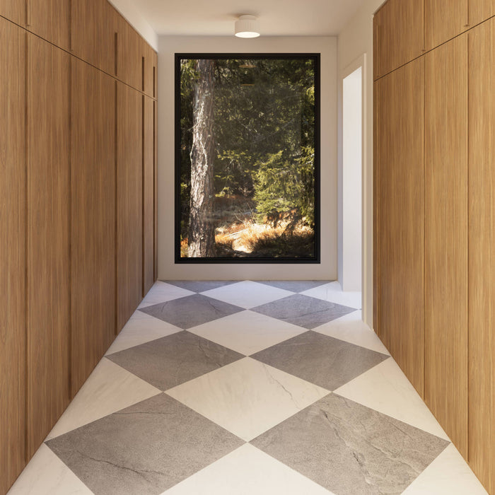 Bedrosians - Magnifica The Thirties - 30" x 30" Glazed Porcelain Tile - Savoie Blue Honed Installed